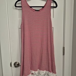 Sweet Claire Red and White Striped Dress